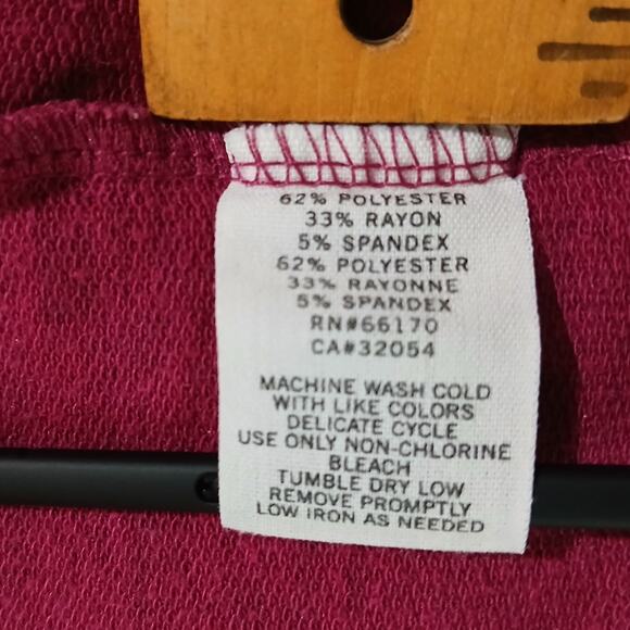 DBG small Raspberry Tunic Dress zip-pocket easy care cap-sleeve gathered neck - Picture 14 of 14